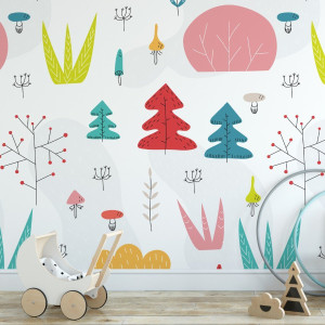 Tapeta dziecięca - colorful forest , rodzaj - tapeta flizelinowa laminowana