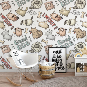 Tapeta dziecięca - good dog woof , rodzaj - tapeta flizelinowa laminowana