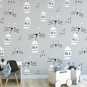 Tapeta dziecięca - kitty milk , rodzaj - próbka tapety 50x50cm