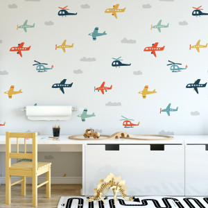 Tapeta dziecięca - minimal planes , rodzaj - tapeta winylowa strukturalna