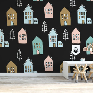 Tapeta dziecięca - pastelhouses , rodzaj - tapeta winylowa strukturalna