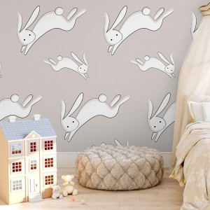 Tapeta dziecięca - rabbit race , rodzaj - tapeta flizelinowa laminowana