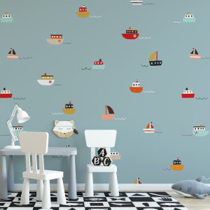 Tapeta dziecięca - seaboats , rodzaj - tapeta flizelinowa