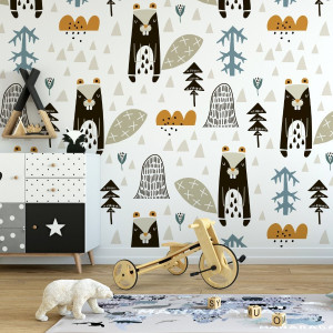 Tapeta dziecięca - squirrel friends , rodzaj - tapeta winylowa strukturalna