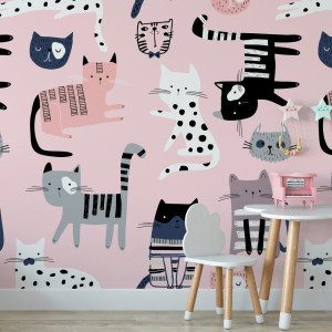 Tapeta dziecięca - stylish cats , rodzaj - tapeta winylowa strukturalna