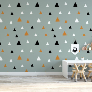Tapeta dziecięca - triangle orange , rodzaj - tapeta flizelinowa laminowana