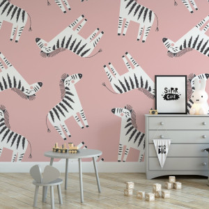 Tapeta dziecięca - lovely zebra , rodzaj - tapeta flizelinowa laminowana