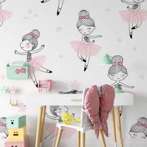 Tapeta dla dzieci - ballerina girl , rodzaj - tapeta flizelinowa laminowana