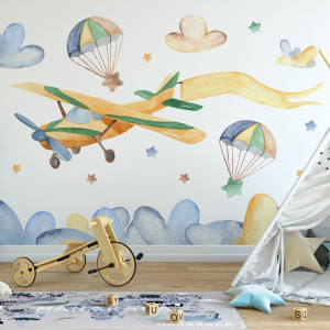 Tapeta dla dzieci - lovely plane , rodzaj - próbka tapety 50x50cm
