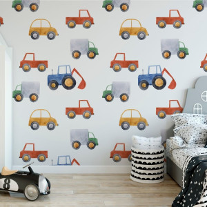 Tapeta dla dzieci - rainbowcars , rodzaj - tapeta winylowa strukturalna