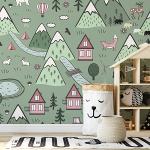 Tapeta dla dzieci - scandi valley , rodzaj - tapeta flizelinowa laminowana