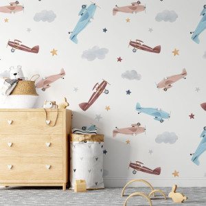Tapeta dla dzieci - starry planes , rodzaj - tapeta flizelinowa laminowana