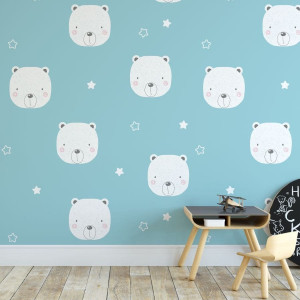 Tapeta dla dzieci - bear in blue , rodzaj - tapeta flizelinowa laminowana