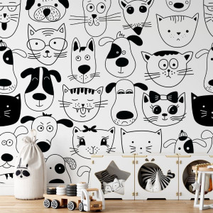 Tapeta dla dzieci - cats & dogs , rodzaj - tapeta flizelinowa