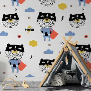 Tapeta dla dzieci - hero bear , rodzaj - tapeta winylowa strukturalna