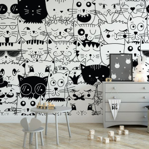 Tapeta dla dzieci - kitty squad , rodzaj - tapeta winylowa strukturalna