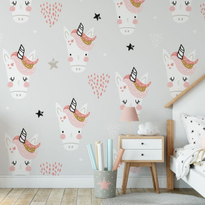 Tapeta dla dzieci - lady unicorn , rodzaj - tapeta flizelinowa laminowana