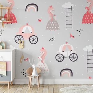 Tapeta dla dzieci - pastel princess , rodzaj - tapeta winylowa strukturalna