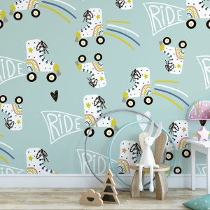 Tapeta dla dzieci - roller riders , rodzaj - tapeta flizelinowa
