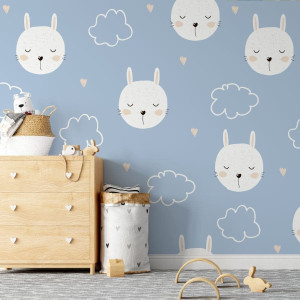 Tapeta dla dzieci - sleepy rabbits , rodzaj - tapeta flizelinowa