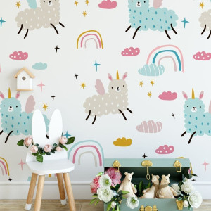 Tapeta dla dzieci - unicorn alpaka , rodzaj - tapeta flizelinowa