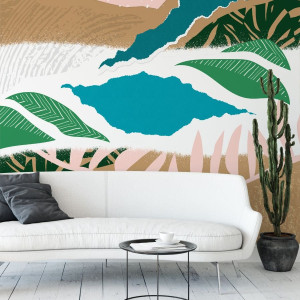 Tapeta na ścianę - abstract jungle leaves , rodzaj - tapeta flizelinowa laminowana