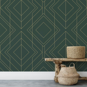 Tapeta na ścianę - art deco green , rodzaj - tapeta flizelinowa laminowana