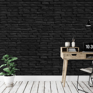 Tapeta na ścianę - black bricks , rodzaj - tapeta winylowa strukturalna