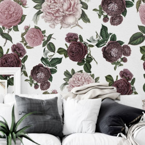 Tapeta na ścianę - english vintage roses , rodzaj - tapeta flizelinowa laminowana