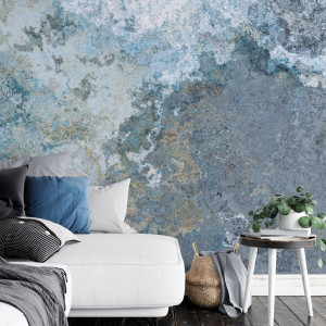 Tapeta na ścianę - grunge marble blue , rodzaj - próbka tapety 50x50cm