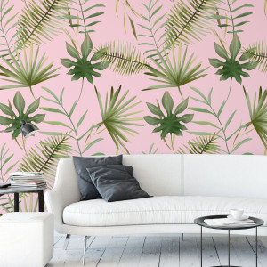 Tapeta na ścianę - jungle pink , rodzaj - tapeta winylowa strukturalna