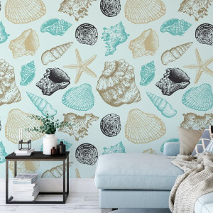 Tapeta na ścianę - marine shells , rodzaj - tapeta winylowa strukturalna
