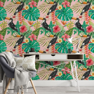 Tapeta na ścianę - monstera toucan , rodzaj - tapeta flizelinowa