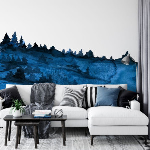 Tapeta na ścianę - navy blue forest , rodzaj - próbka tapety 50x50cm