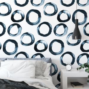 Tapeta na ścianę - navy blue rings , rodzaj - próbka tapety 50x50cm