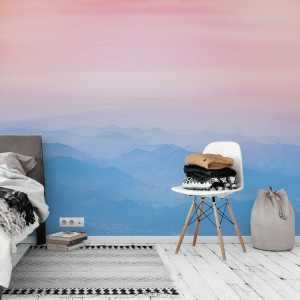 Tapeta na ścianę - pink-blue mountains , rodzaj - tapeta winylowa strukturalna