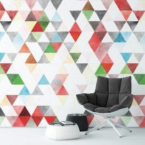 Colorflame - tapeta na ścianę w trójkąty , rodzaj - tapeta flizelinowa laminowana