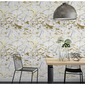 Tapeta na ścianę - shining marble gold , rodzaj - tapeta flizelinowa