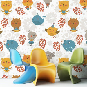 Happy animals - tapeta na ścianę dla dzieci , rodzaj - tapeta flizelinowa laminowana