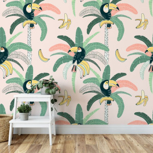 Tapeta na ścianę - toucan banana , rodzaj - tapeta flizelinowa laminowana