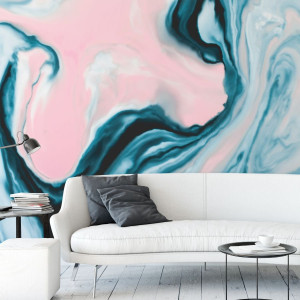 Tapeta na ścianę - turquoise marble wave , rodzaj - próbka tapety 50x50cm
