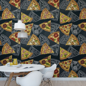 Tapeta na ścianę - wall of pizza , rodzaj - tapeta flizelinowa