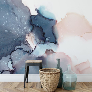 Tapeta na ścianę - watercolor bubbles , rodzaj - tapeta flizelinowa laminowana