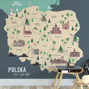 Tapeta na ścianę - mapa polski województw , rodzaj - tapeta winylowa strukturalna