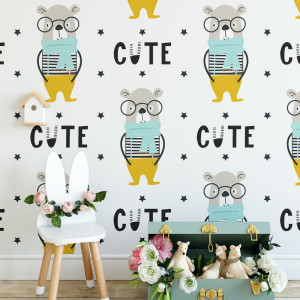 Tapeta dla dzieci - cute bear , rodzaj - tapeta winylowa strukturalna
