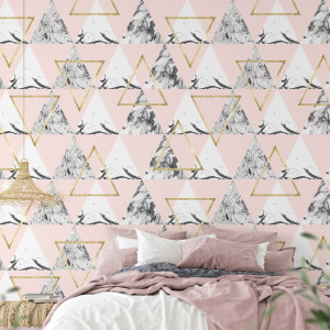 Tapeta na ścianę - pastel marble pink , rodzaj - tapeta flizelinowa laminowana