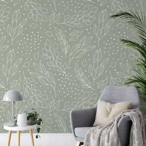 Tapeta na ścianę - floral line art , rodzaj - próbka tapety 50x50cm