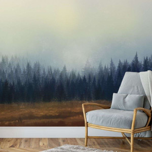 Tapeta na ścianę - forest painting , rodzaj - tapeta flizelinowa laminowana