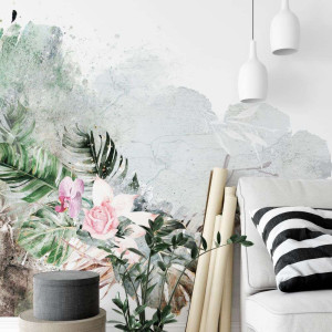 Tapeta na ścianę - jungle bouquet , rodzaj - tapeta flizelinowa laminowana