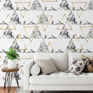 Tapeta na ścianę - marble golden triangle , rodzaj - tapeta flizelinowa